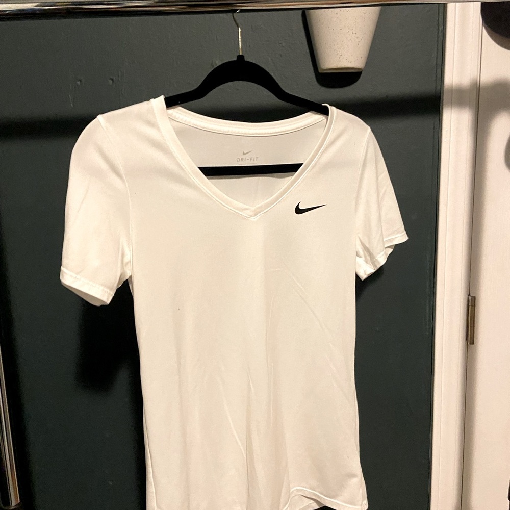 White Nike V-Neck T-Shirt
